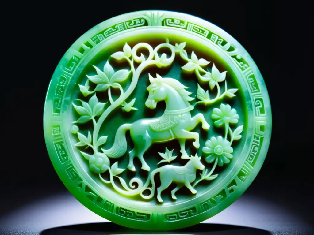 Detalle de arte en jade de la Dinastía Sui unificada China, muestra la maestría artística y cultural de la época