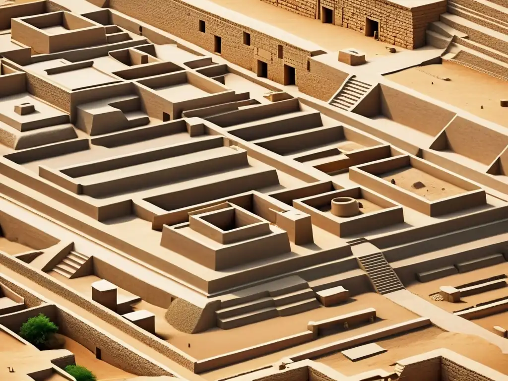 Detalle de la ciudad antigua de Mohenjodaro, representaciones artísticas Valle Indo