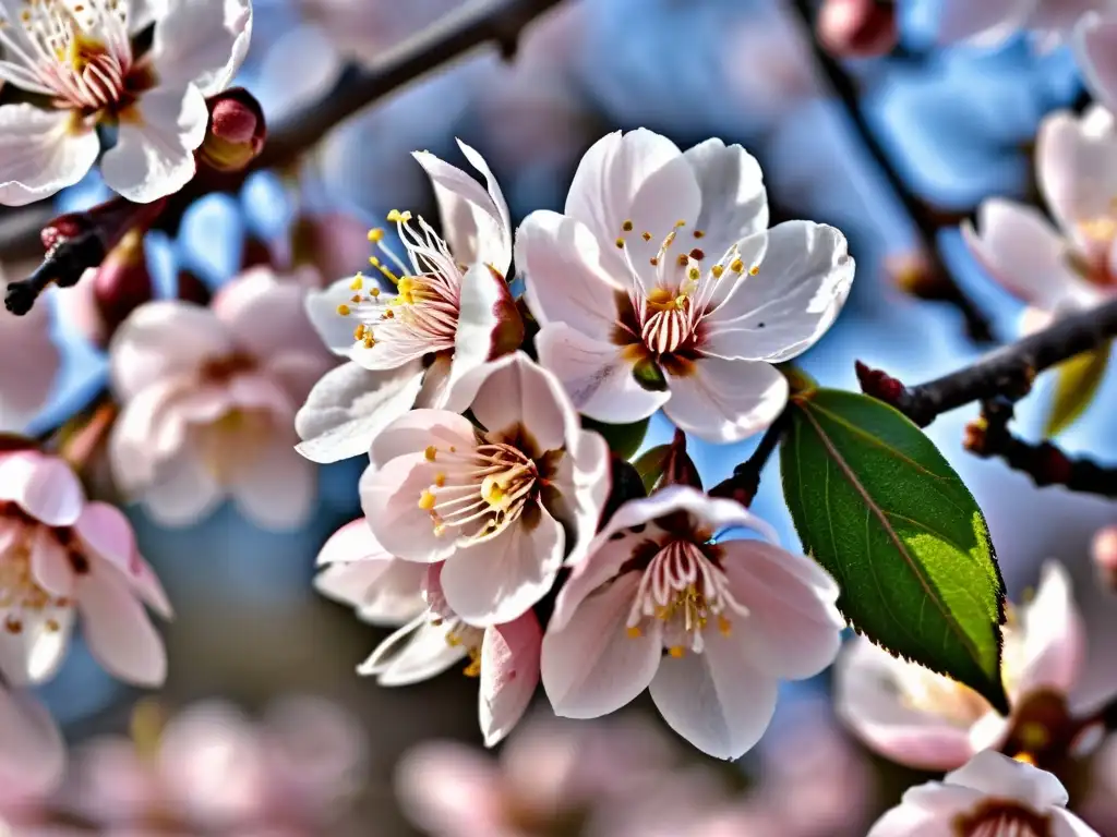 Detalle delicado de una flor de sakura, con venas translúcidas y luz suave