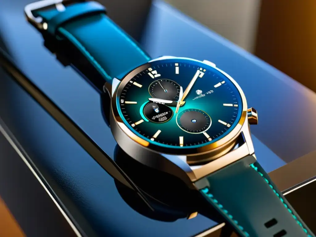 Detalle del elegante Reloj asiático de lujo inteligente Huawei Watch GT 2 Pro, con diseño sofisticado y materiales finos