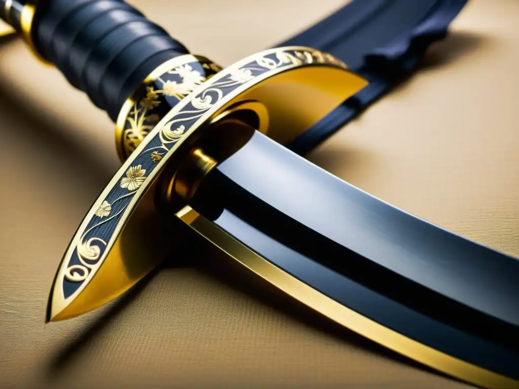 Detalle de una katana japonesa, revelando la artesanía y los valores samuráis en el código Bushido