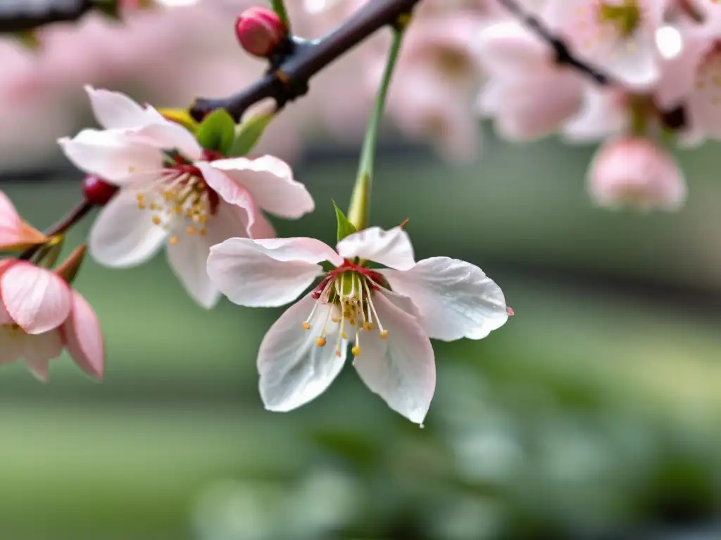 Detalle de pétalo de sakura con metáforas florales literatura japonesa