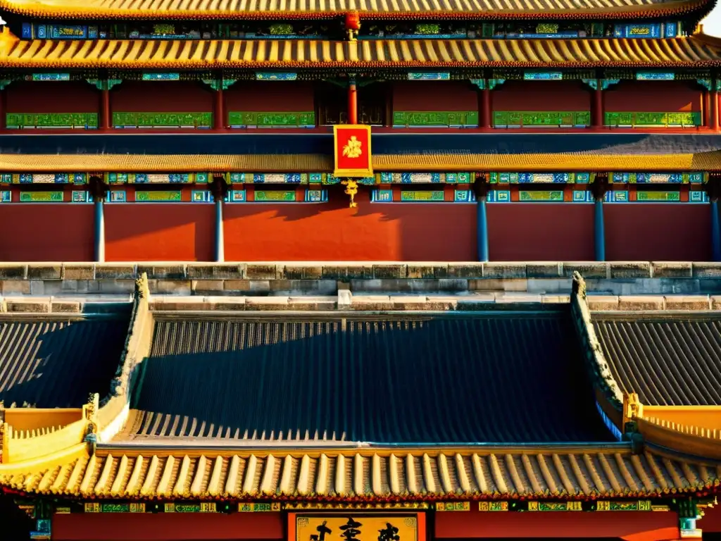 Detalle simétrico de la Ciudad Prohibida en Beijing, China