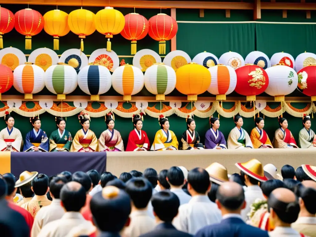 Detalle vibrante del Festival Gion Matsuri en Kioto, capturando la espiritualidad y la tradición en los coloridos desfiles y trajes ornamentados