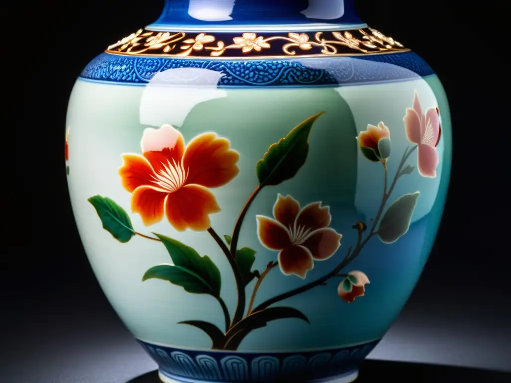 Detalles impresionantes de una antigua vasija de porcelana china imperial, destacando su belleza y valor histórico