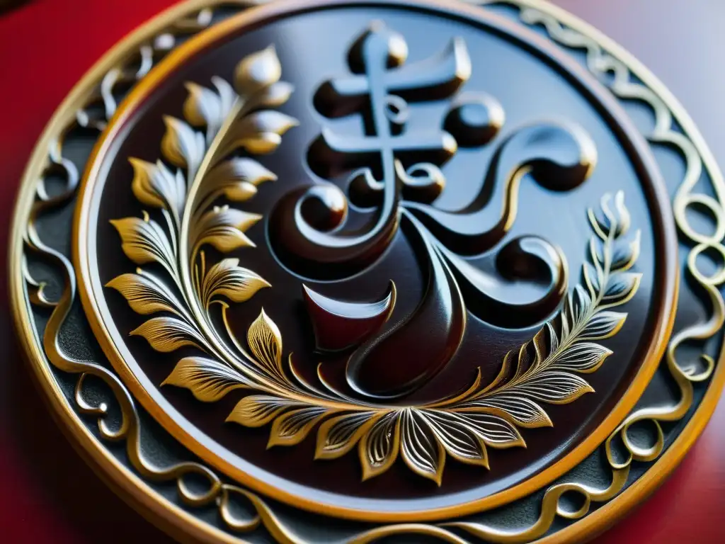 Panel de madera lacada con detalles taoístas y zen Detalles impresionantes de la madera lacada inspirada en el Taoísmo y el Zen