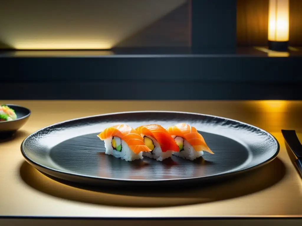 Un elegante comedor con decoración minimalista en un restaurante asiático con Estrellas Michelin