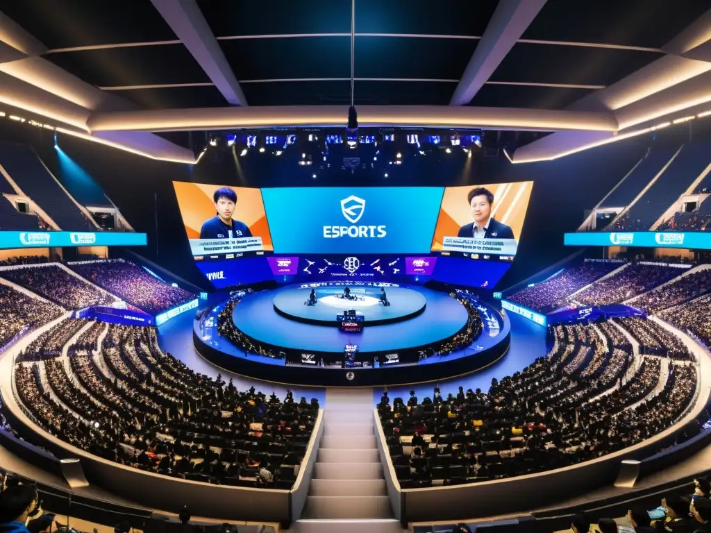 Emocionante competencia de eSports en estadio lleno en Corea del Sur con los mejores jugadores de eSports asiáticos y fanáticos animados