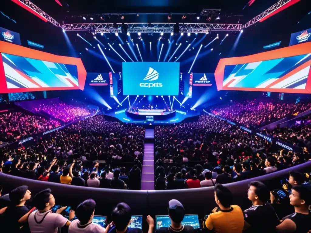 Emocionante evento eSports en Asia con avanzada tecnología de transmisión y energía vibrante