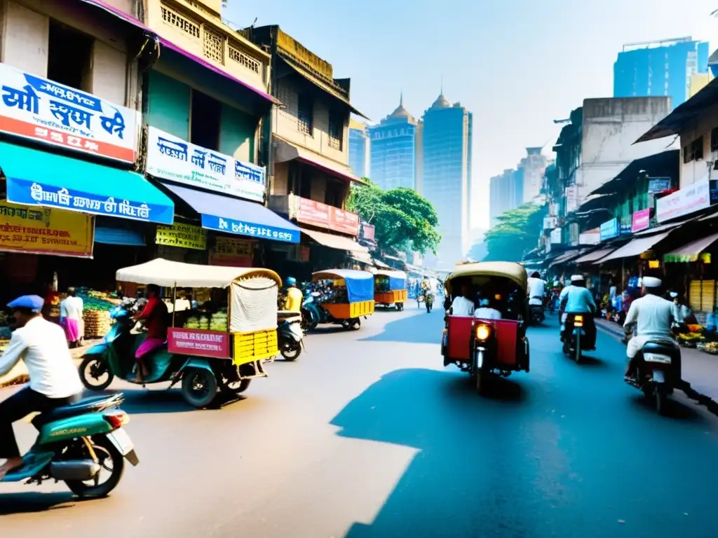 La energía vibrante del mercado callejero en Mumbai refleja el choque entre lo tradicional y lo moderno en el cine de la India en la Era Digital