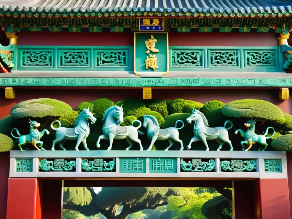 Entrada majestuosa del Mausoleo Ming Xiaoling, custodia vida en Tumbas Imperiales Chinas con esculturas detalladas y exquisitas