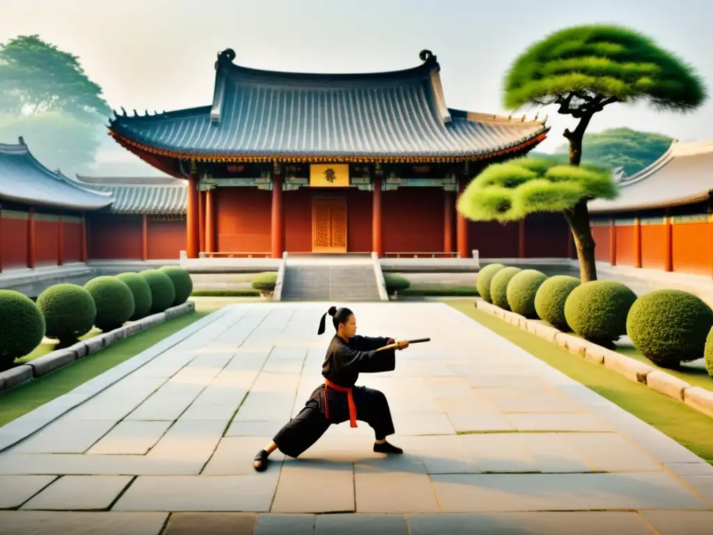 Entrenamiento de artes marciales en la histórica Dinastía Tang, capturando su legado cultural y disciplina ancestral