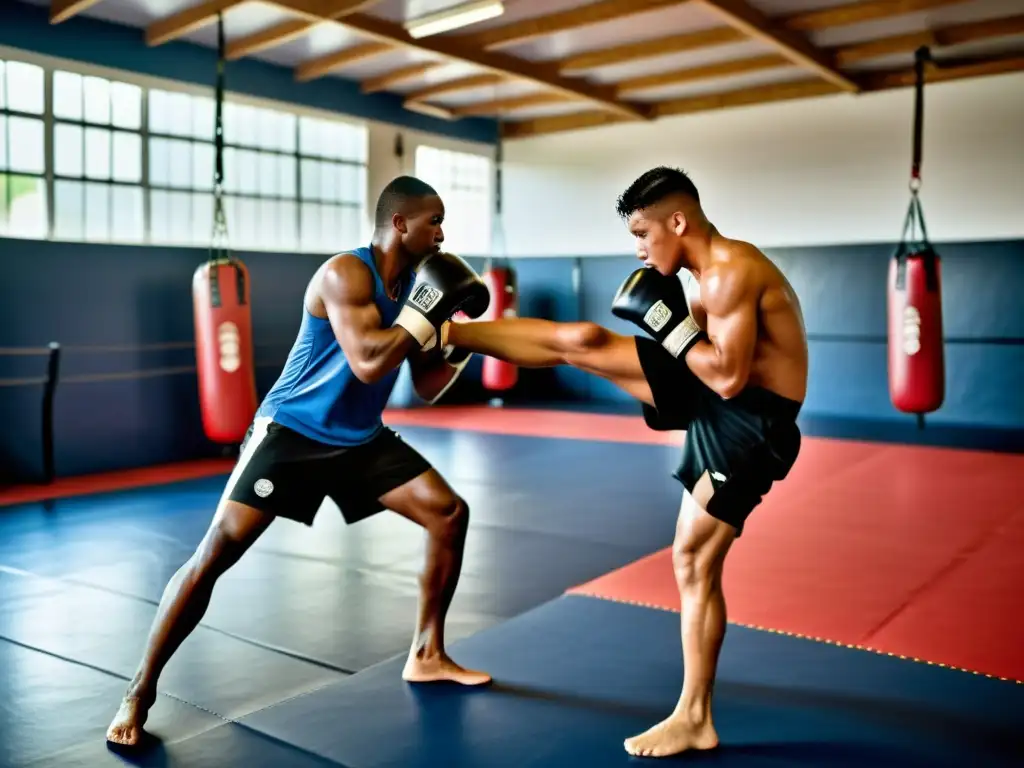 Entrenamiento intenso de Sanda con atletas enfocados