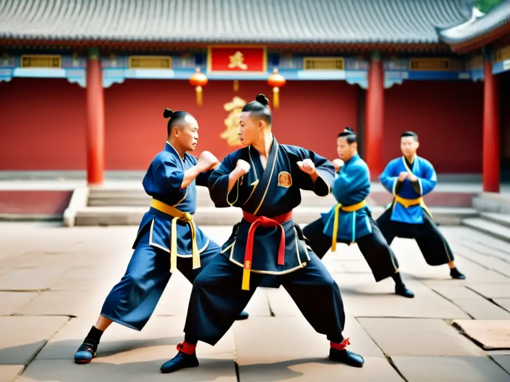 Entrenamiento tradicional de Sanda en un bullicioso patio chino: nacimiento del Sanda en China