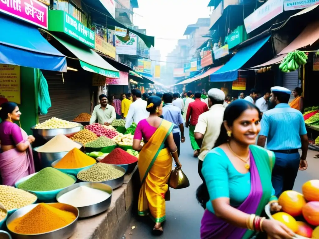 Escena bulliciosa y colorida en Mumbai, India