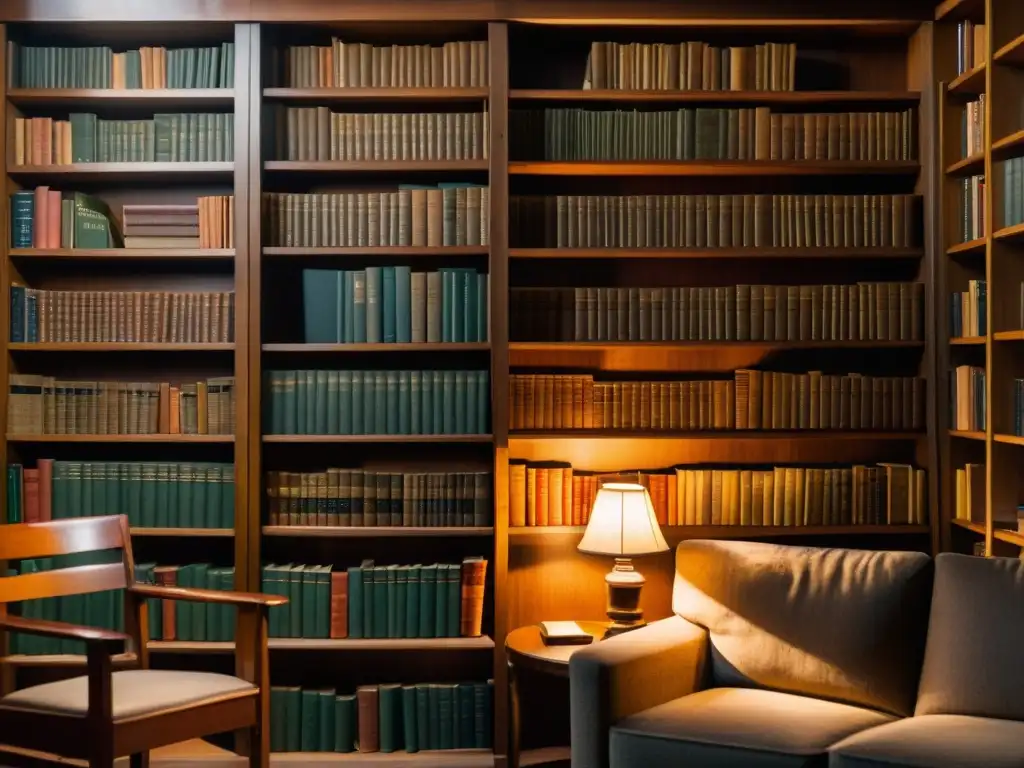 Acogedora biblioteca con libros antiguos y café Escena nostálgica en biblioteca con 'Análisis de Kafka en la Orilla', libros antiguos y taza de café humeante