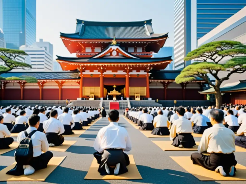 Una escena urbana en Tokyo muestra la práctica religiosa diaria