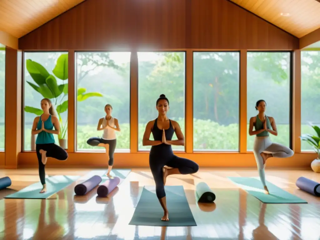 Un espacio sereno de yoga con luz natural