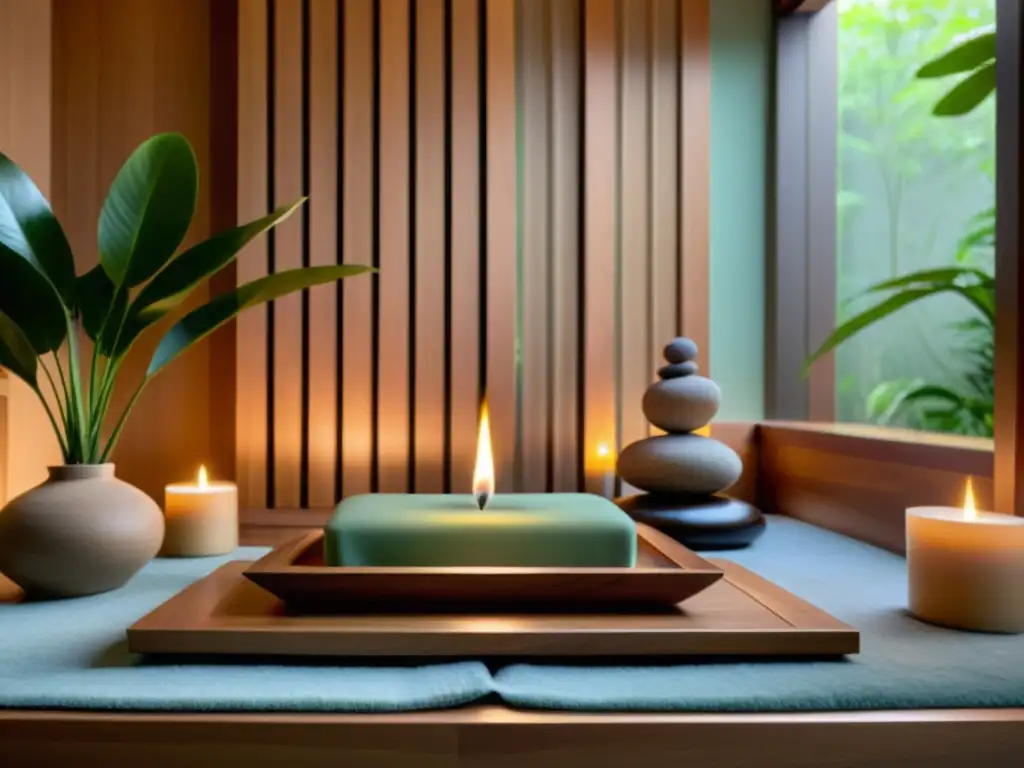 Espacio de spa sereno con decoración asiática, meditación y rituales asiáticos para piel perfecta