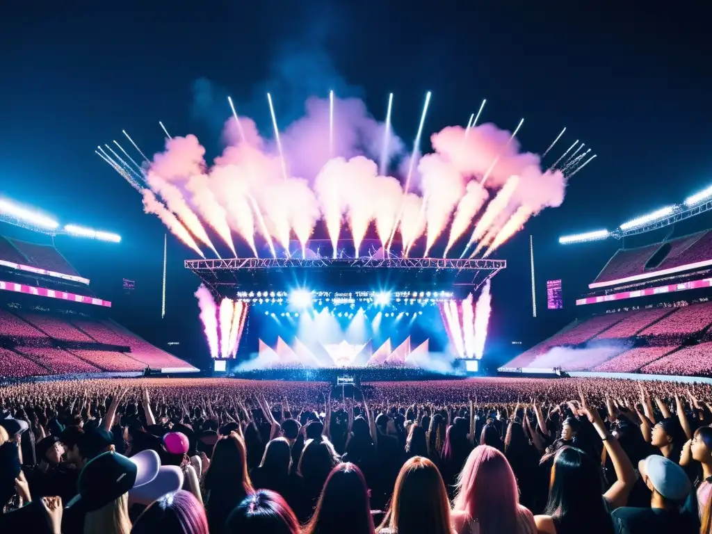 Blackpink rompiendo estereotipos música global: Imponente concierto con fans y luces, las integrantes en el centro del escenario irradiando carisma