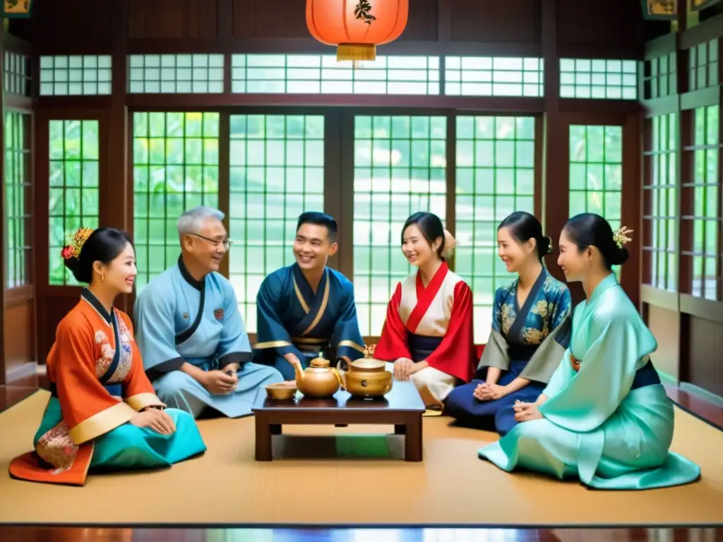 Estudiantes de MBA en Singapur participan en una ceremonia del té con ancianos locales, disfrutando de la rica herencia cultural