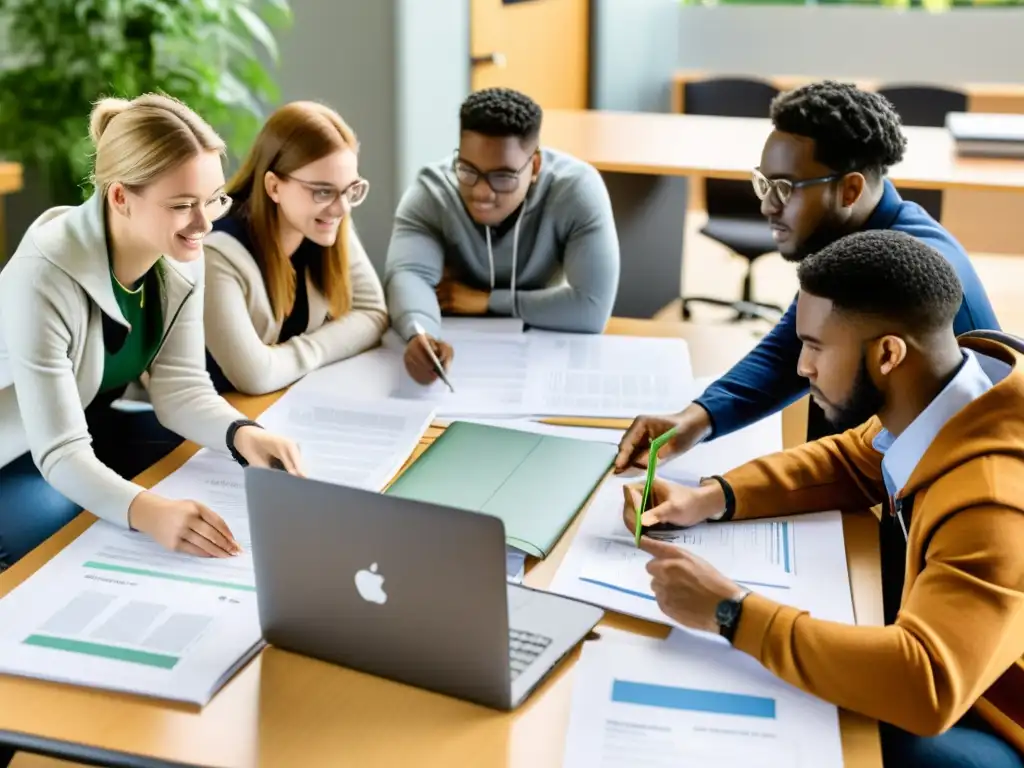 Estudiantes de diversas disciplinas trabajan juntos en proyecto en universidad asiática