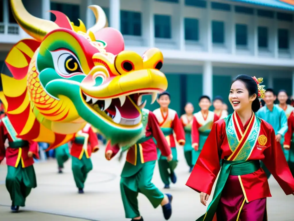 Estudiantes vietnamitas participan en actividades culturales tradicionales durante prácticas extracurriculares en el sistema educativo de Vietnam