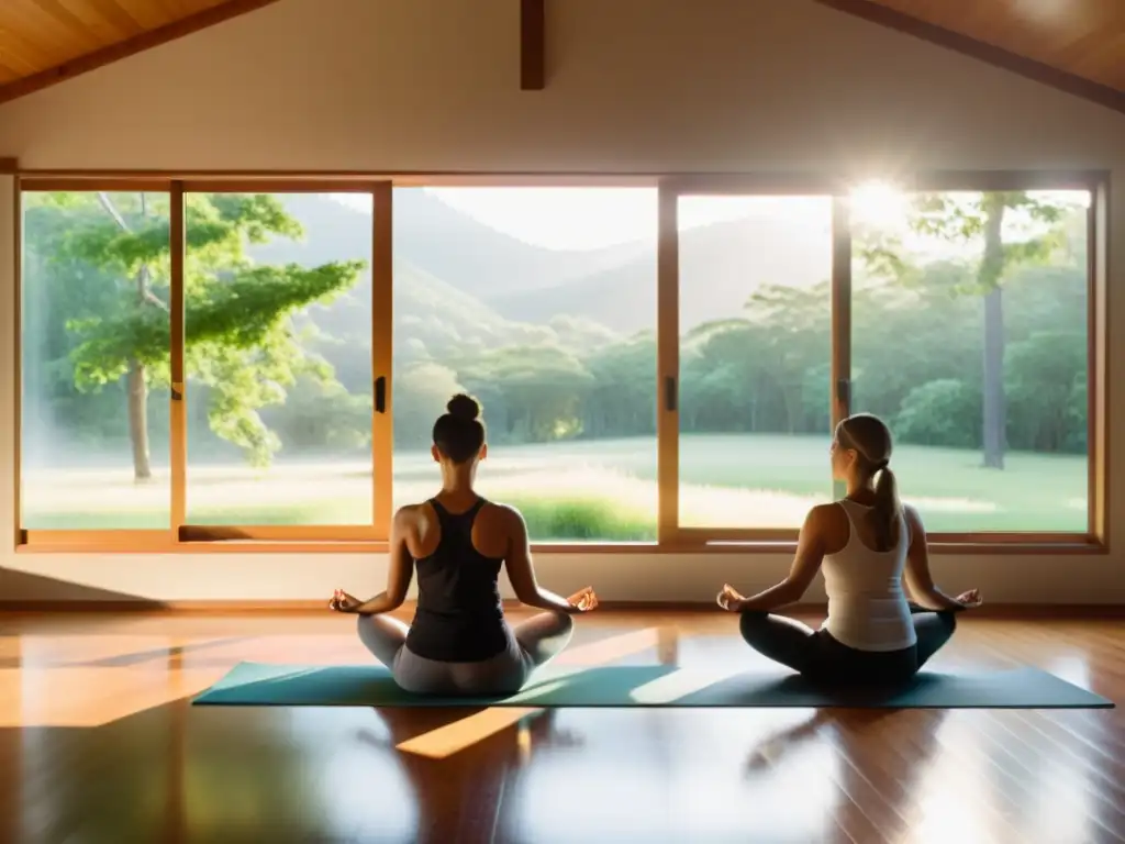 Un estudio de yoga sereno y bañado por la luz del sol