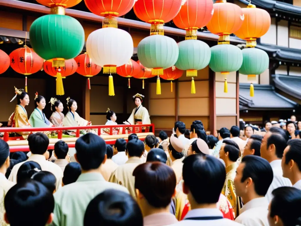 Experiencias de lujo en Kyoto: desfile de carrozas decoradas en el vibrante festival Gion Matsuri, con locales y turistas maravillándose ante el espectáculo