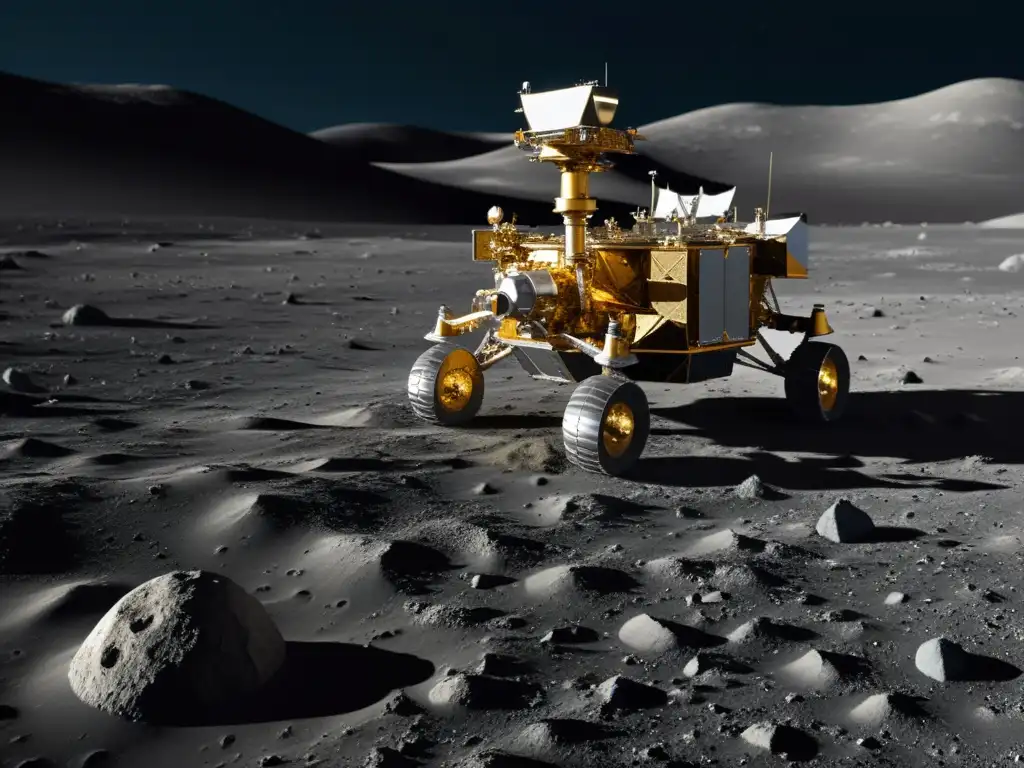 Exploración espacial en Asia: Increíble imagen 8k detallada de la misión Chang'e 4 y el rover Yutu2 explorando la cara oculta de la luna