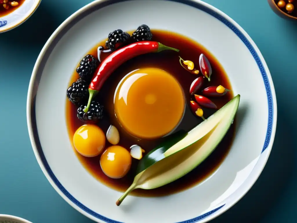 Exquisita armonía de sabores dulces y picantes en cocina asiática, en una presentación visualmente deslumbrante