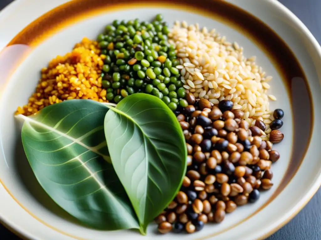 Una exquisita ensalada de granos y semillas asiáticos embellece la dieta con su vibrante variedad de colores y texturas naturales