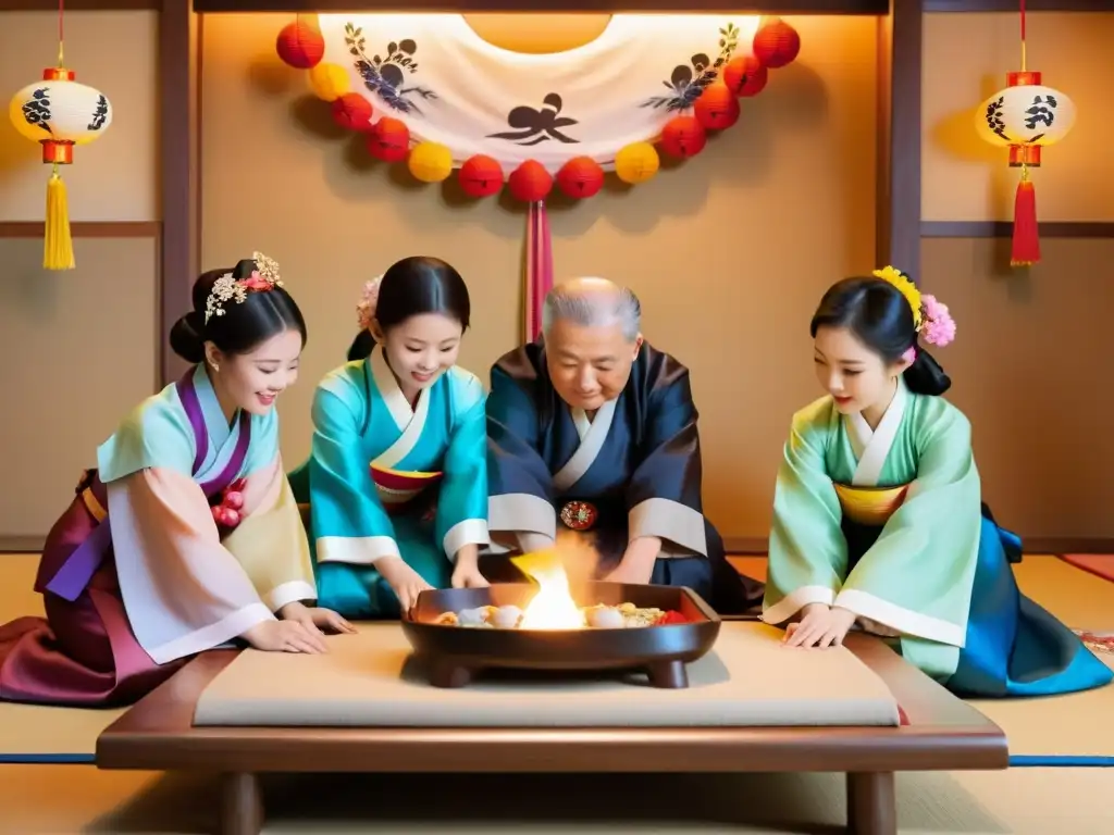 Una familia coreana celebra el Seollal con una emotiva ceremonia de respeto a sus ancestros, en un ambiente cálido y lleno de tradición