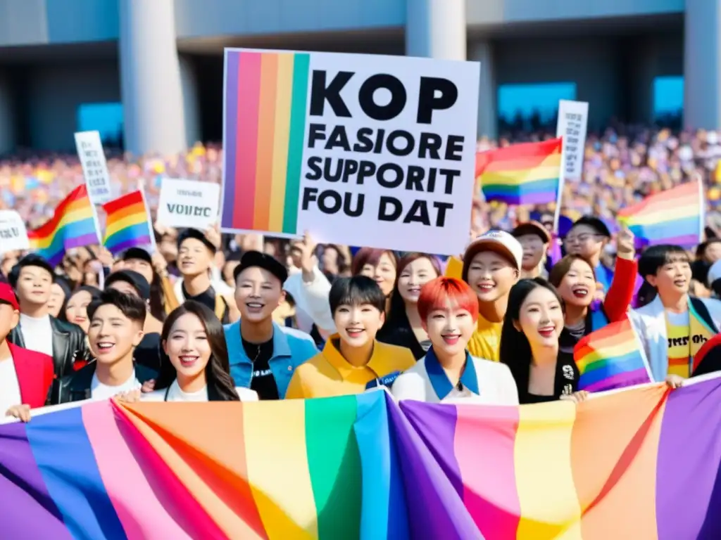 Fans del KPop muestran apoyo LGBTQ+ en concierto con mensajes y banderas de colores