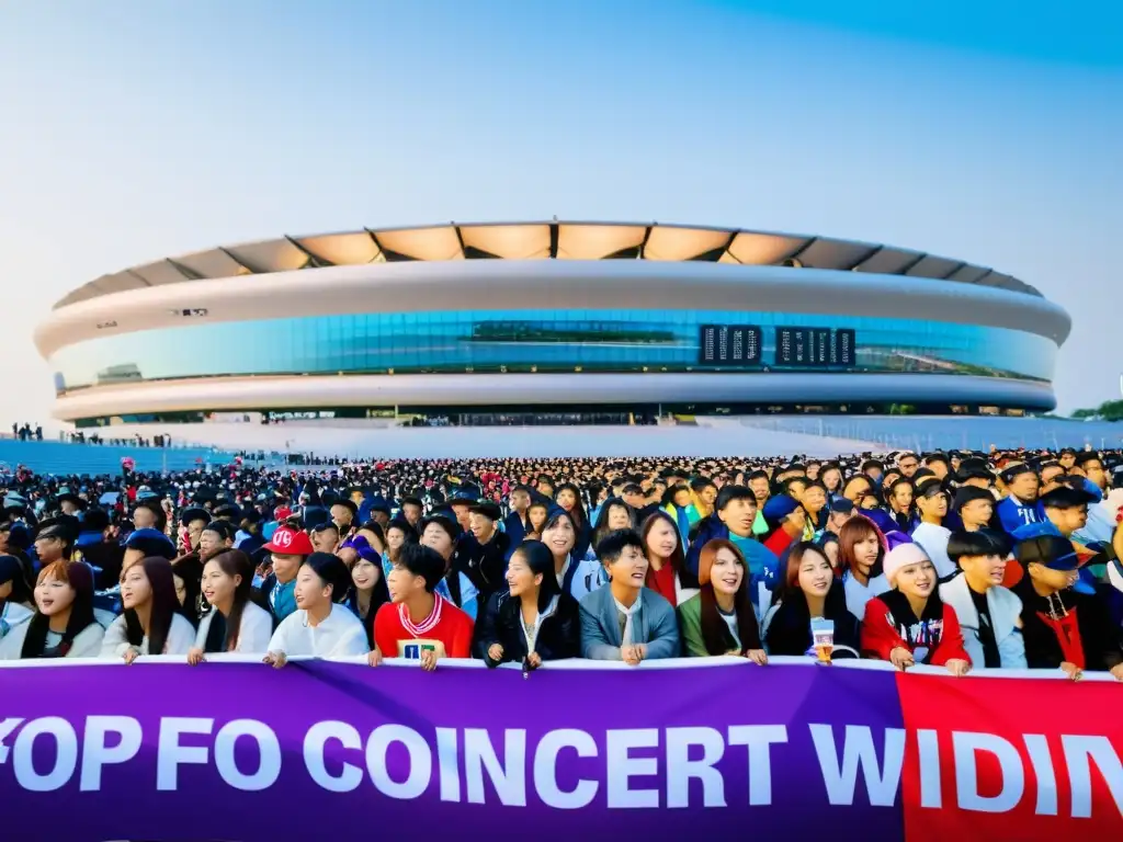 Fans entusiastas de KPop esperando el concierto en el estadio