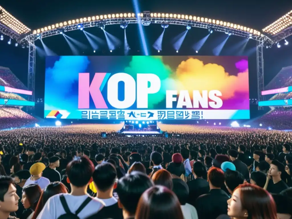 Fans de KPop de todo el mundo en concierto, creando una atmósfera vibrante y colorida