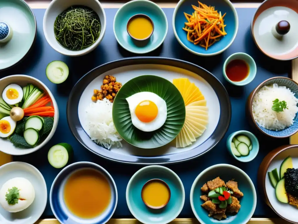 Un festín de banchan coreano, muestra la filosofía de la variedad en Banchan con su armonía y sofisticación culinaria