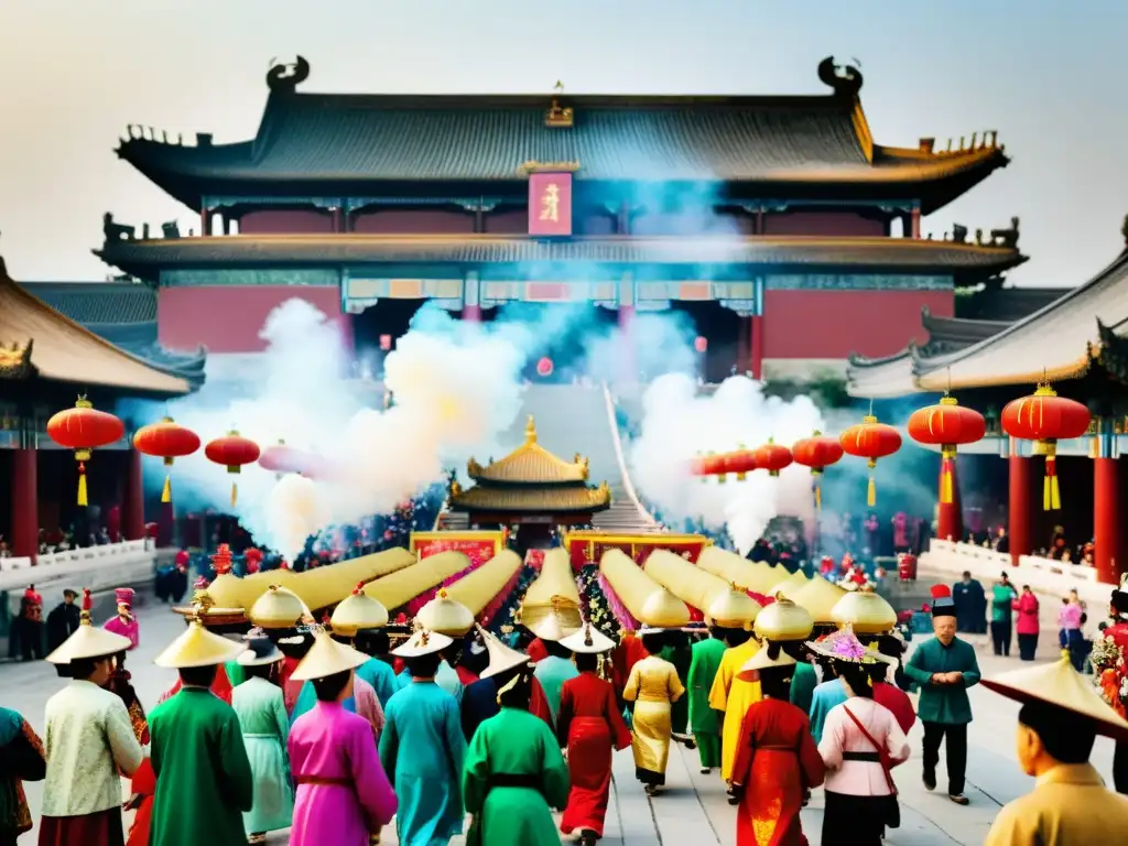 Festival Qingming: Celebración tradicional en China llena de color, rituales y tradición en un templo histórico