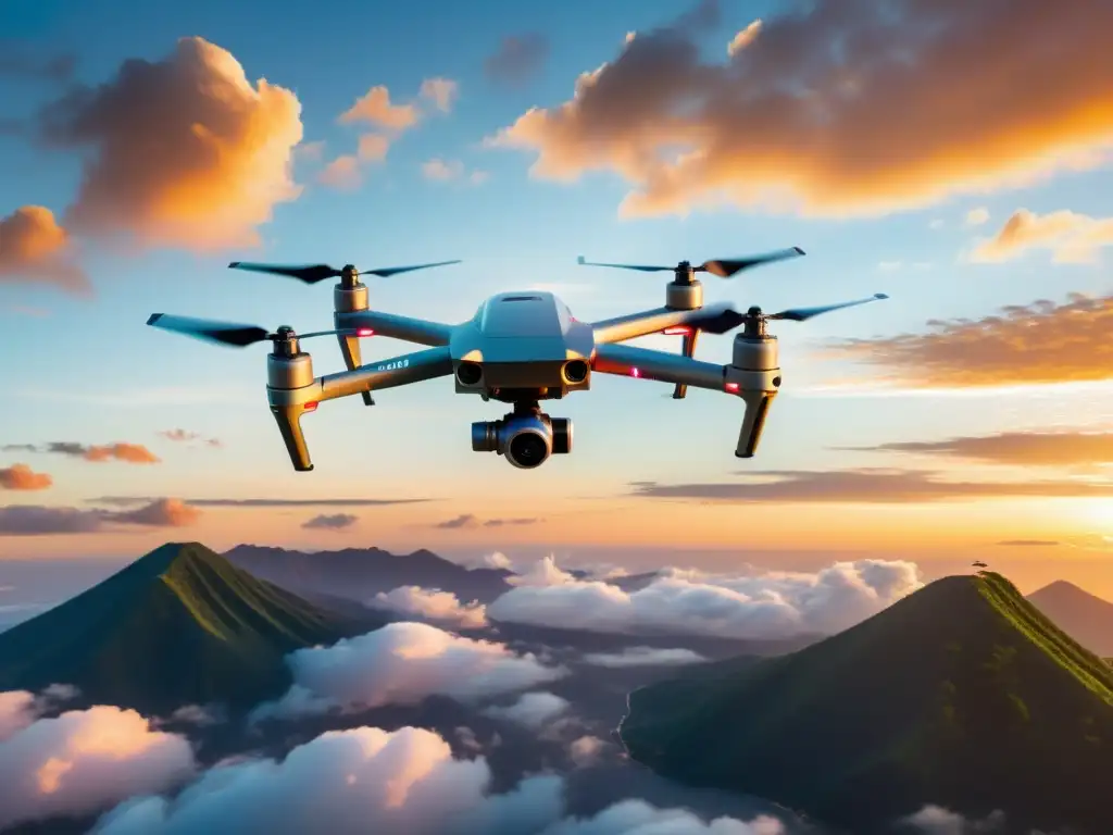 Flota de drones asiáticos conquista el cielo al atardecer, mostrando innovación y precisión en su vuelo