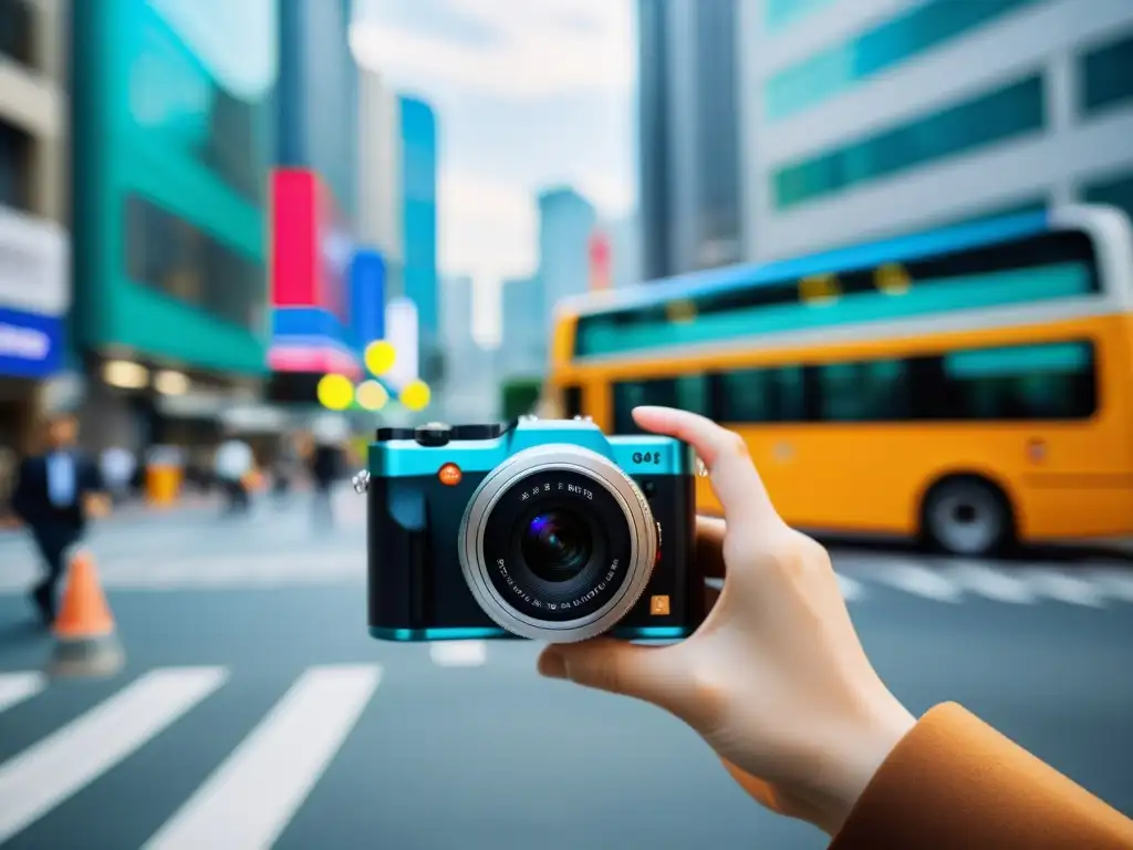 Un fotógrafo profesional usa una potente cámara compacta coreana para capturar la energía de la ciudad con precisión