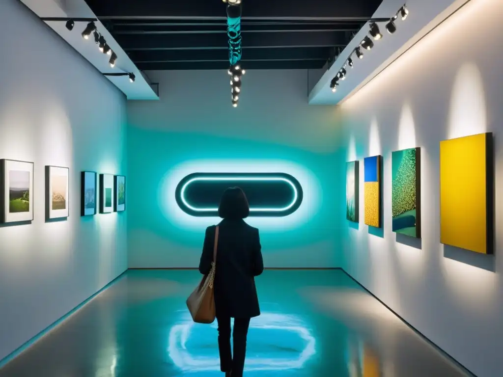 Una galería de arte contemporáneo en Seúl, Corea del Sur, con instalaciones vibrantes y pinturas abstractas