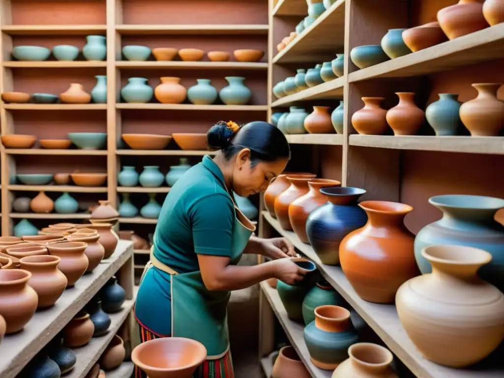 Un grupo de artesanos hábiles trabaja con intensa concentración en la meticulosa elaboración de piezas de cerámica coloridas en el Valle del Indo