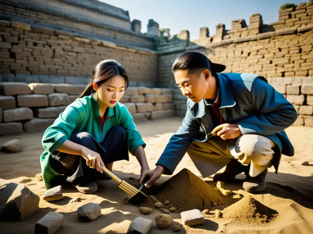 Un grupo de buscadores de tesoros modernos explora ruinas antiguas en la campiña china, en busca de tesoros perdidos de la dinastía Ming