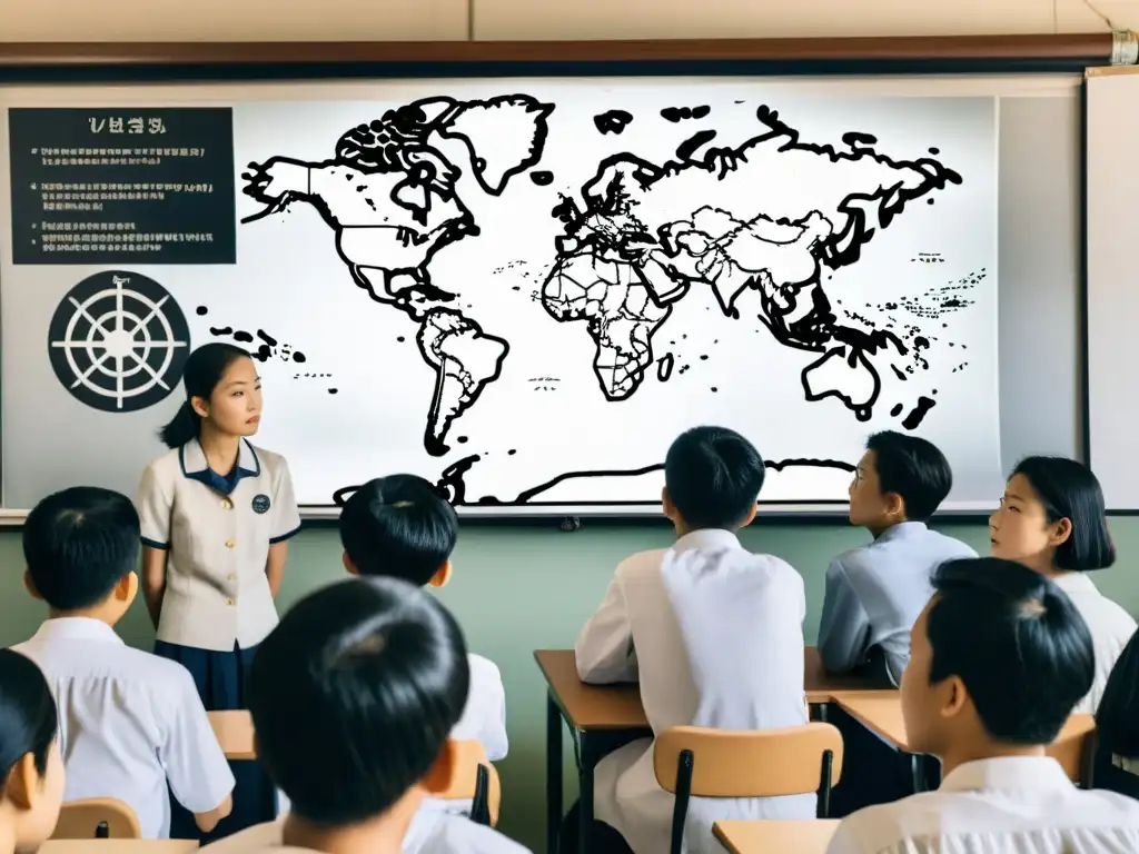 Grupo de estudiantes en Hiroshima y Nagasaki participando en lecciones educación para la paz