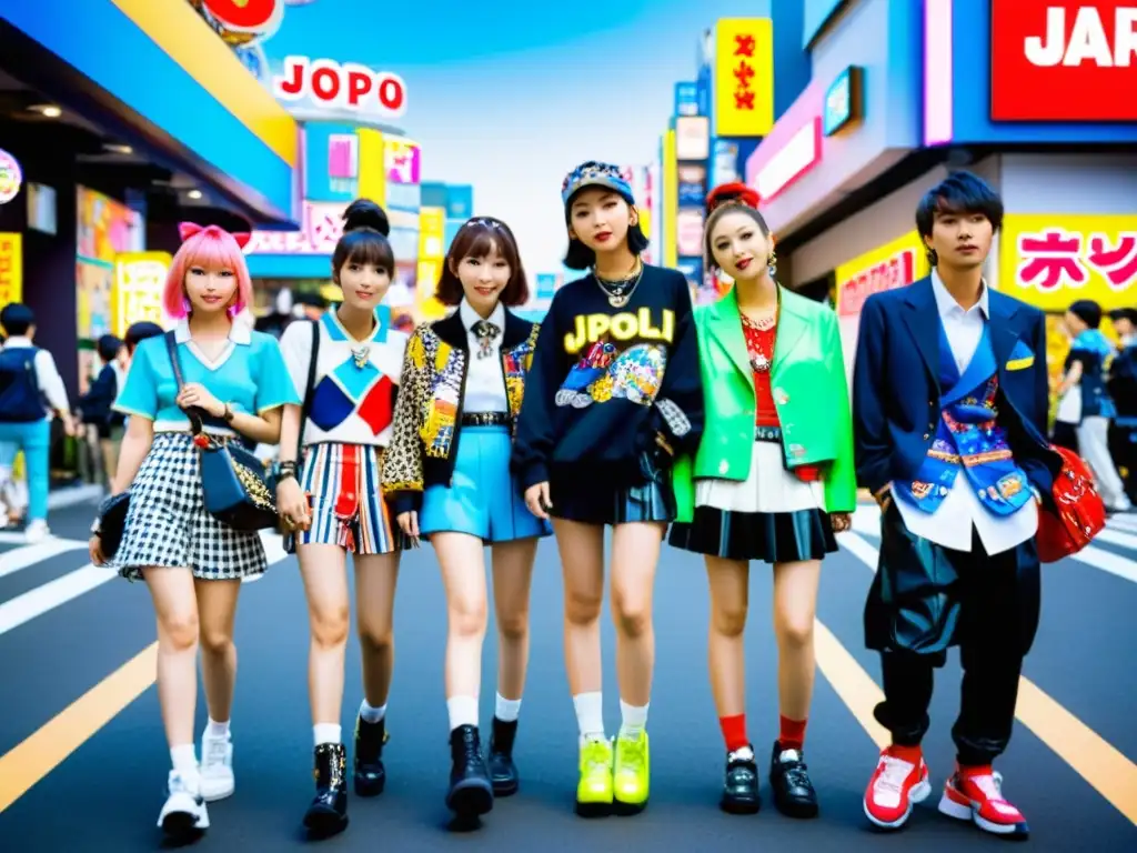 Un grupo de jóvenes con estilo en Harajuku, Tokyo, vistiendo la moda JPop