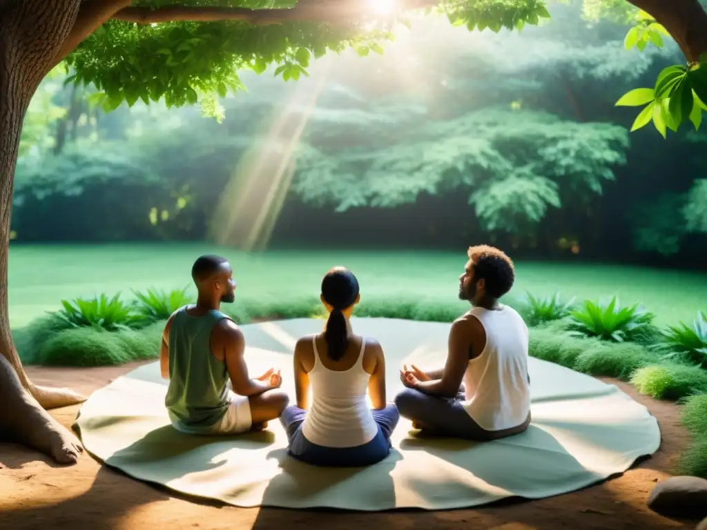 Grupo en meditación Metta para amor incondicional en armonía con la naturaleza