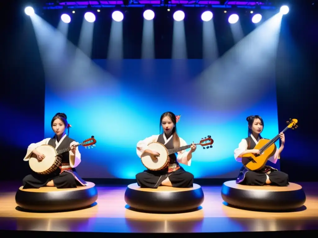 Un grupo de músicos jóvenes fusionan la música JPop tradicional con elementos modernos en un escenario vibrante