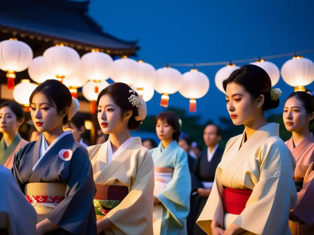 Un grupo de personas en kimonos participa en un ritual japonés para superar la mala suerte