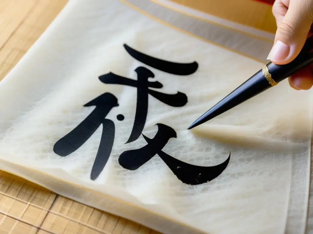 Una hermosa caligrafía china en armonía con la cultura japonesa, capturando la influencia china en la caligrafía japonesa