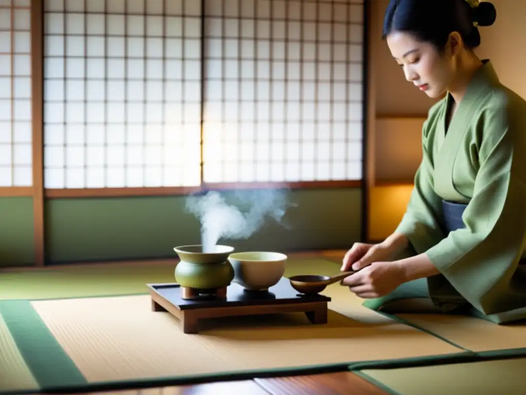 Una hermosa ceremonia del té matcha tradición japonesa inmersa en serenidad y elegancia